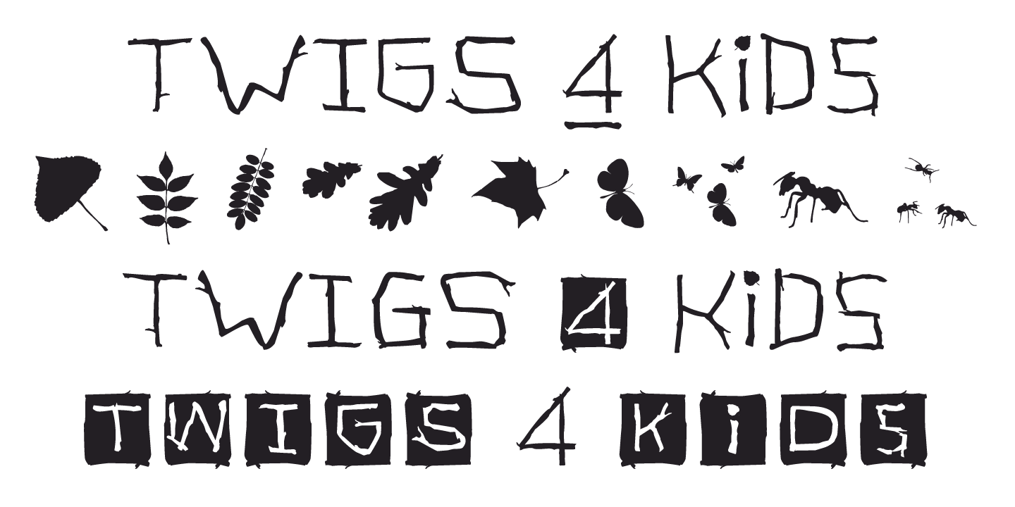 Beispiel einer TWIGS 4 kids Einerseits-Schriftart